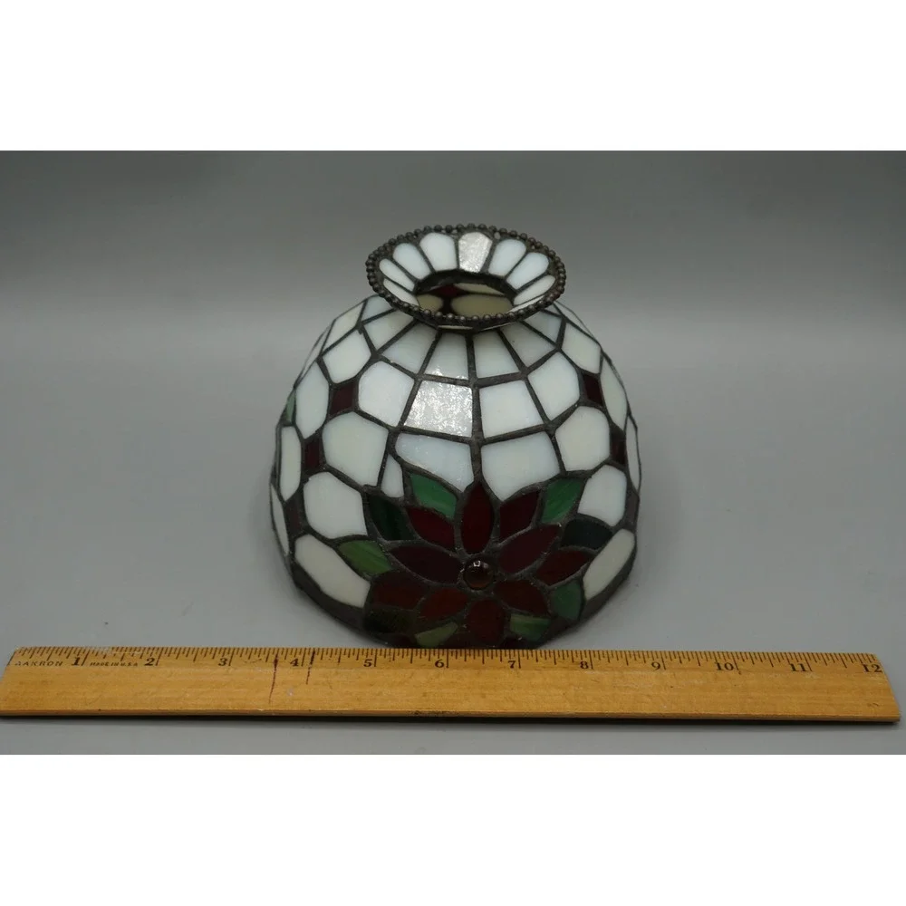 Partylite Tiffany Christmas Poinsettia Stained Glass 5